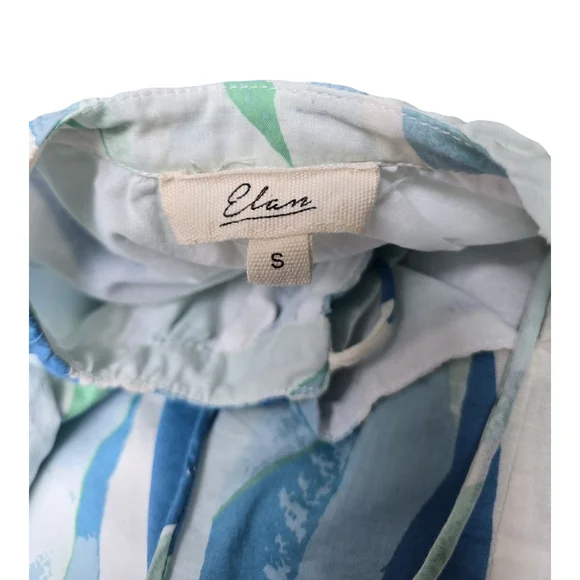 Blue & Green Flutter Sleeve Maxi Dress 100% Cotton Size S Coastal Cottagecore - Picture 11 of 11